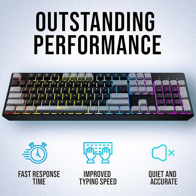 KLIM Chroma Wireless Keyboard – RGB Backlit Gaming, Rechargeable Battery, PC Keyboard, Durable & Water-Resistant, Compatible with PS4, PS5 & Mac - Black