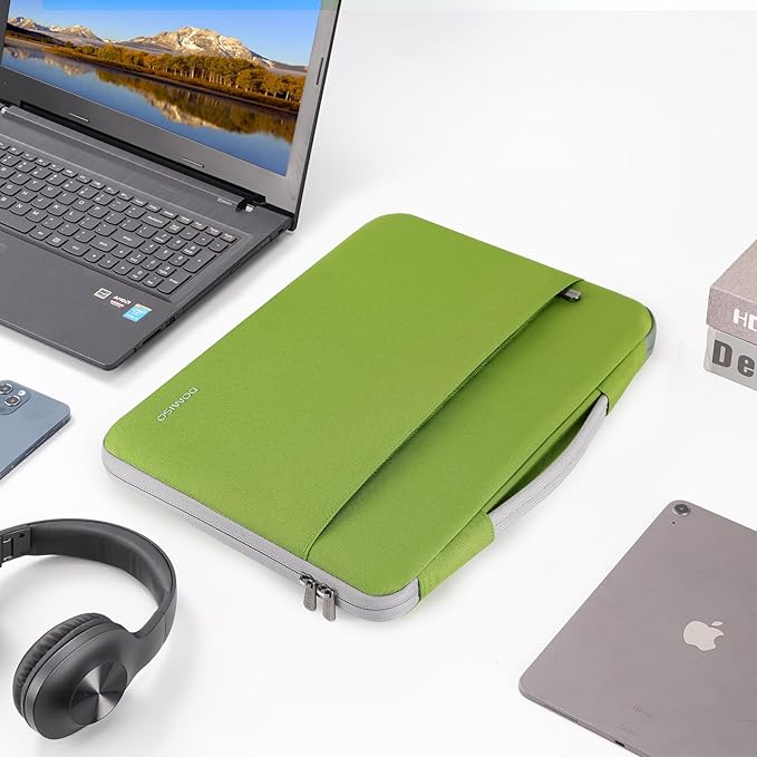DOMISO 14 inch Laptop Case Sleeve Protective Cover Compatible with 15 inch MacBook Air M4 M3 M2,MacBook Pro,14-15 inch HP Dell ASUS Lenovo Chromebook,Waterproof Computer Cases Bag,Tender Green