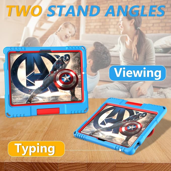 Kids Case for iPad (A16) 11th Generation 11 Inch 2025 & iPad 10th Generation 10.9 Inch 2022, Lightweight Shockproof Kids-Friendly Case Built-in Screen Protector with Handle Stand, Blue