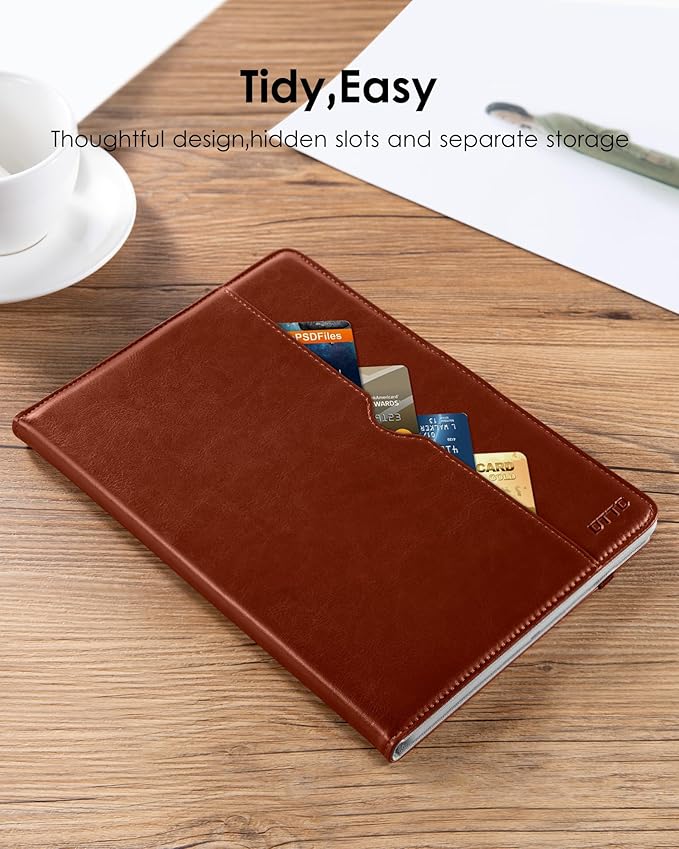 DTTO for iPad 9.7 Inch 5th/6th Generation 2018/2017 Case with Apple Pencil Holder, Premium Leather Folio Stand Cover Case for Apple iPad 9.7 inch, Also Fit iPad Pro 9.7/Air 2/Air - Dark Brown