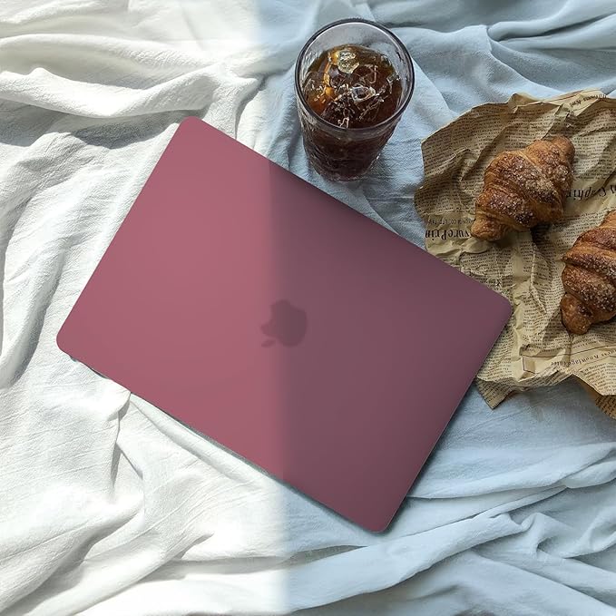 Anban Compatible with MacBook Air 13 inch Case M1 2021 2020 2019 2018 A2337 A2179 A1932, Matte Plastic Hard Shell + 2 Keyboard Cover + Screen Protector for MacBook Air 13.3 inch Case, Tea Petal Pink