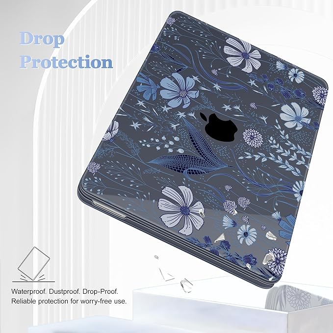 Tuiklol for 2026 MacBook Neo 13 Inch A18 Pro Chip Case, (Model A3404) Anti-Scratch Anti-Drop Slim Hard PC Shell Case with Shockproof Protective MacBook Neo Laptop Cover, Blue Line Floral