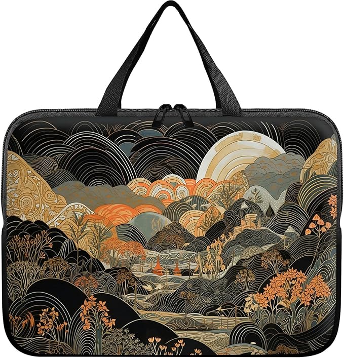 Laptop Sleeve Case Bag 15 inch, Japanese Abstract Art Slim Carrying Case Durable Handbag Travel Laptop Bag for 15 inch MacBook Air M3/M2/15 Pro/Surface Laptop 7/6/5/4/3/ Dell XPS 15 Plus