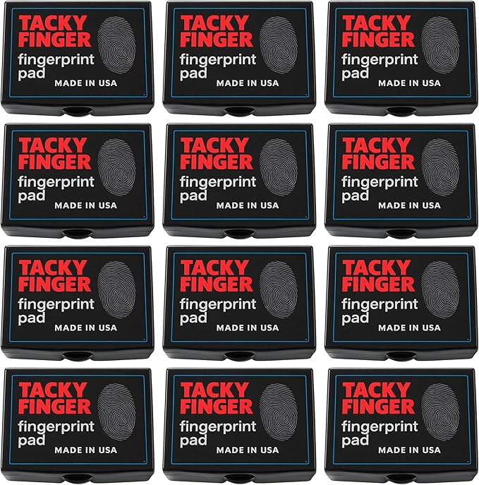Inkless Fingerprint Pad – Black (12-Pack), Quick-Dry No-Mess Thumbprint Ink Pad for Notary Public and ID Verification, Non-Toxic & Reusable