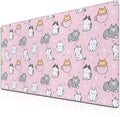 Gaming Mouse Pad Pink, Large Mousepads Computer Desk Mat, XXL Mouse Pad Gaming Non-Slip Rubber Base Waterproof with Stitched Edges, 35.4 X 15.7 inch for Work/Game/Office/Home Cartoon Cat