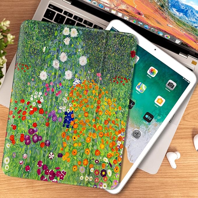 Vimorco for iPad 9th/8th/7th Generation Case 10.2 Inch,for iPad Pro 10.5 Inch Case Pencil Holder/2 Viewing Stands/Typing Stand/Slim for iPad Pro 10.5 Cover/iPad Air 3rd Generation Cover,Flower Garden