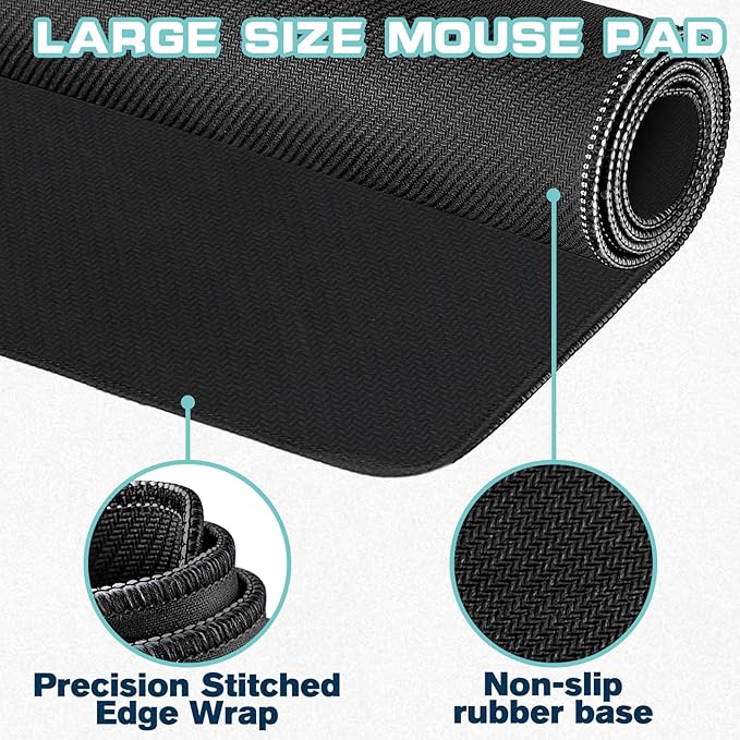 Mouse Pad Gaming - Desk Mat for Keyboard and Mouse - Black Large Mouse Pads for Desk, Gaming Mousepad with Non-Slip Base, Desks Pad (31.5" X 11.8") for Game, Office and Home