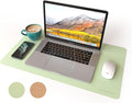 RENMTURE Dual-Sided Mouse Pad, Natural Cork & PU Leather Large Desk Pad for Office and Home Work, Desk Protector Non-Slip, Waterproof, Easy Clean (Light Green, 23.6" x 13.7")
