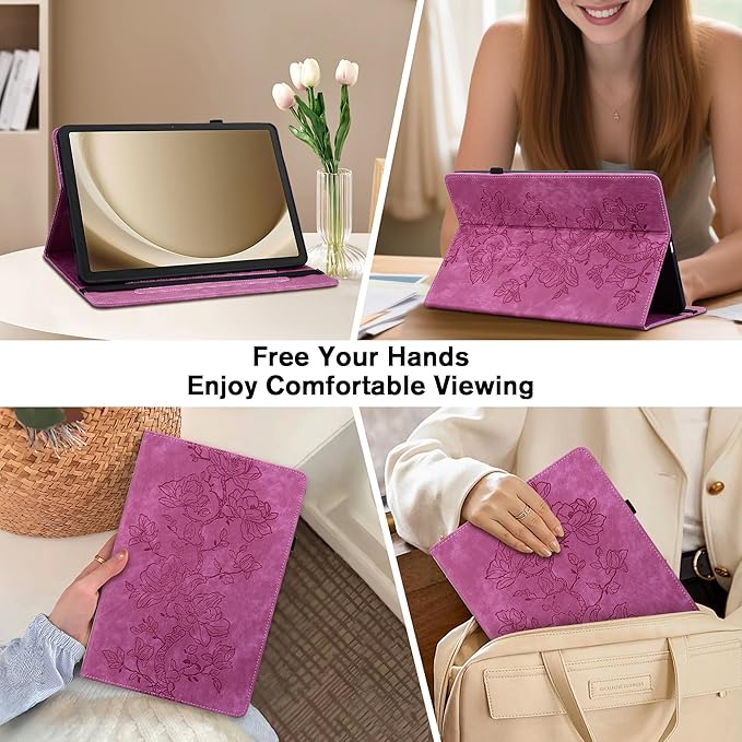 Case for iPad (A16) 11th Generation 11 Inch 2025, iPad 10th Generation 10.9 inch 2022, Auto Wake/Sleep Slim PU Leather Folio Cover with Multi-Angle Stand and Pen Holder, Rose