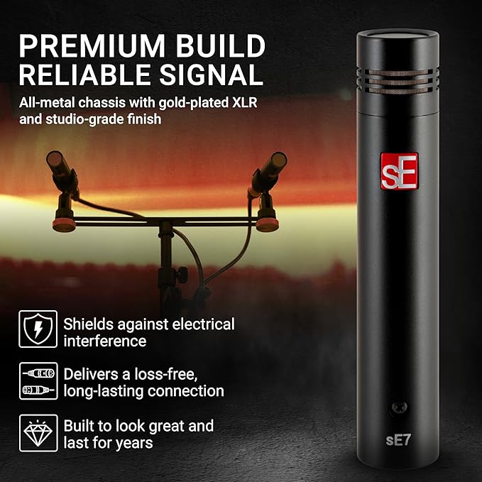 SE ELECTRONICS - sE7 Small Diaphragm Cardioid Condenser Microphone with Clip, Factory Matched Pair