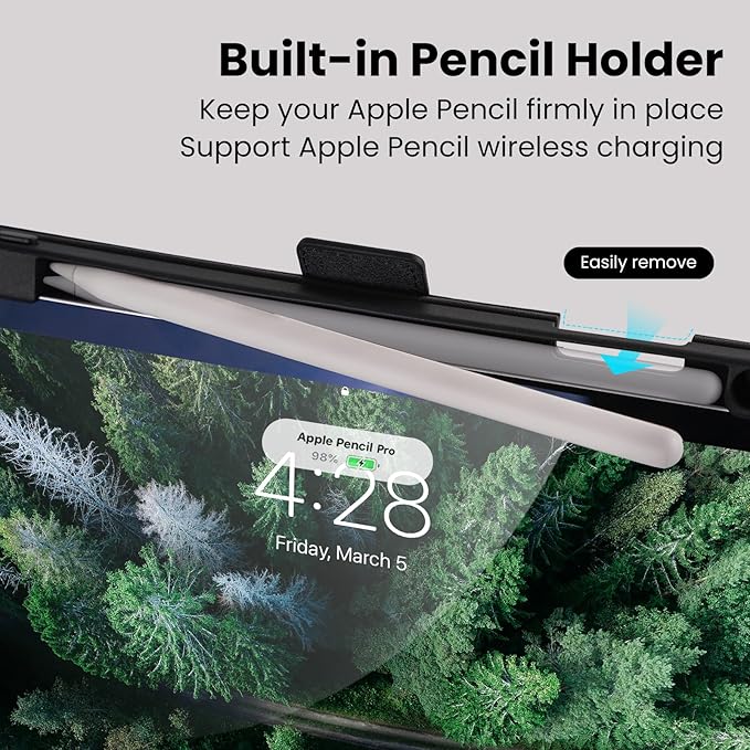Handmade Case for iPad Air 13 Inch M4/M3/M2 (2026/2025/2024) with Pencil Holder Pocket,Magnetic Closure,Multi Angles Stand,Typing Angle,Folio Protective Cover,Auto Sleep/Wake,Black