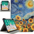 Rotating iPad Air 11-inch Case M4/M3/M2, Case for iPad Air 5th/4th Generation 10.9 Inch,360 Swivel Multi-Angle Adjustable Stand with Pencil Holder for iPad Pro 11-inch case Starry Night Sunflowers