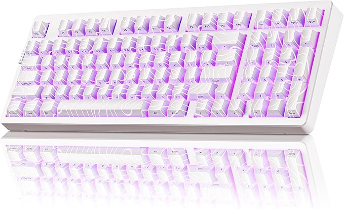 ZORNHER ZH980 Mechanical Keyboard Wireless,95% White Creamy Keyboard with Number Pad,Hot-Swappable Custom Gaming Keyboard,White Topographic Keycaps,Creamy Sounding Linear Switches,Full Size