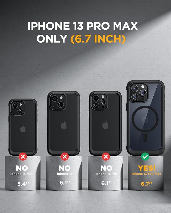 Miracase Magnetic for iPhone 13 Pro Max Case 6.7 inch, (Compatible with MagSafe) Upgrade Full-Body Clear Phone Bumper Case with Built-in 9H Tempered Glass Screen Protector, Magnetic Matte Black