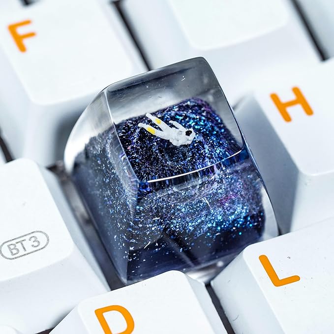 Cool Blue Galaxy Astronaut Artisan Keycap R1 SA Profile Custom Astronauts Keycaps 1U ESC Handmade Resin Gaming Space Explorer Key Cap Cherry MX Switch Compatible Mechanical Keyboard Space Lover Gift