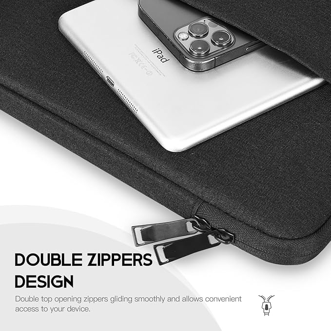 Portable Monitor Sleeve 17.3 inch, Padded Shockproof Carry Case for Most 17.3" Portable Display Monitors, Water-Resistant Laptop Bag Cover with Accessory Pocket -Black
