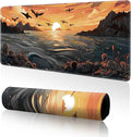 Japanese Sea Waves Large Gaming Mouse Pad,Anime Mouse Pad Gaming Mouse Mat Desk Pad,31.5 x 11.8in Desk Mat Mouse Pads for Desk,Extended Keyboard Pad XL Mousepad with Non-Slip Base and Stitched Edge