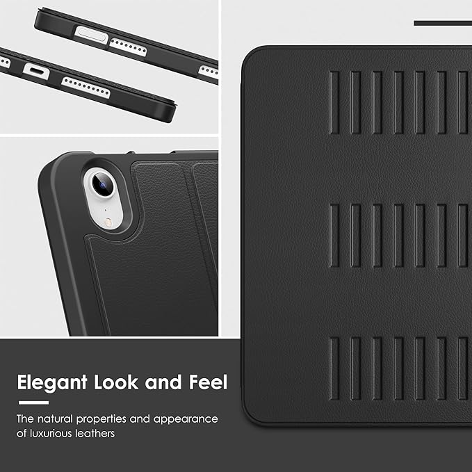 VIKESI Case for iPad mini 7 (A17 Pro) and iPad mini 6,Multiple Angles Magnetic Stand Cover,Shockproof Soft Back,Pencil Holder,and Auto Sleep/Wake,Black