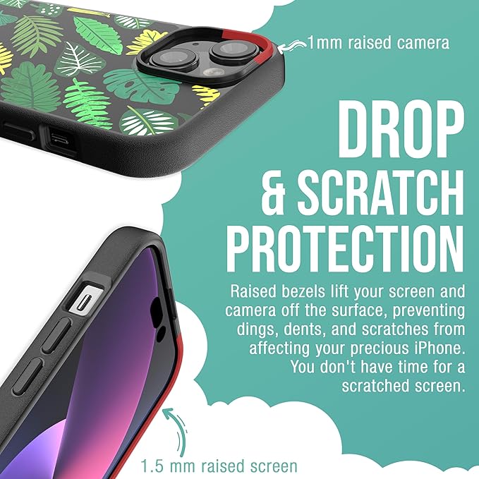 Smartish® iPhone 15 Magnetic Case - Gripmunk Compatible with MagSafe [Lightweight + Protective] Slim/Thin Grip Cover with Microfiber Lining for Apple iPhone 15 - Leaf Me Alone