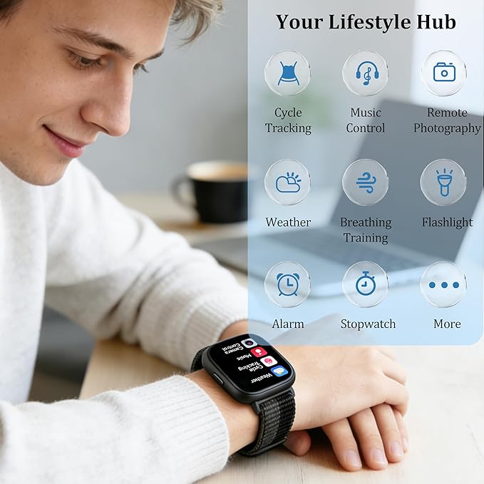 Smart Watch for Women Men, 2026 Upgrade Smartwatch [2 Bands, 44mm case], 1.83" Fitness Tracker Watch Alexa Built-in, Make/Answer Call, HR Sleep Stress Monitor, IP68 Waterproof Step Counter Watch