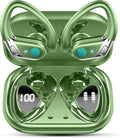 Matast Wireless Earbuds, Bluetooth 5.4 Headphones Sport, 50H Deep Bass Sound Over Ear Buds with 4 ENC Noise Cancelling Mic, Dual LED Display, IP7 Waterproof Earphones with Earhook for Workout, Green