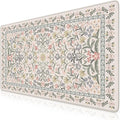 HAOCOO Vintage Floral Desk Mat, Boho Botanical Mouse Pad with Non-Slip Base, XXL Large Keyboard Mat for Office & Home (Grey)
