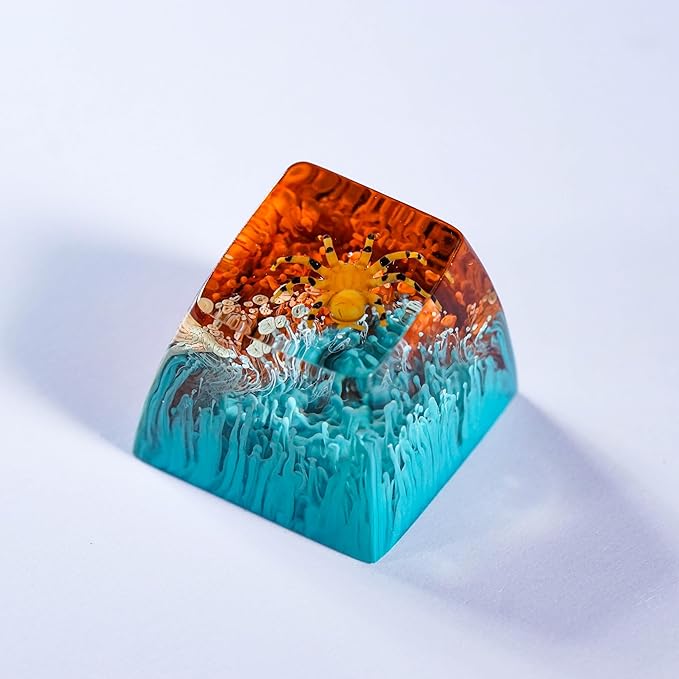 Tarantula Spider Artisan Keycap Blue and Brown Forest R1 SA Profile Custom Insects Keycaps 1U ESC Handmade Gaming Resin Key Cap Cherry MX Switch Compatible Mechanical Keyboard Spider Lover Gift