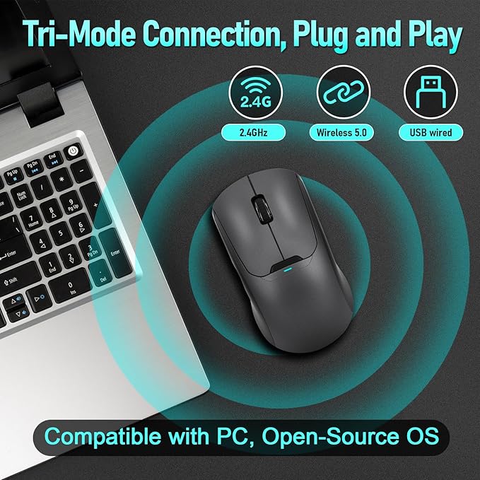 Gugxiom 2-in-1 Fingerprint Sensor & Wireless Mouse, Fingerprint Sensor for Windows 7, 8, 10, 11 Hello – Supports up to 20 IDs, 2.4 GHz with USB Unifying Receiver Bluetooth 5.0 Mouse (Gray)