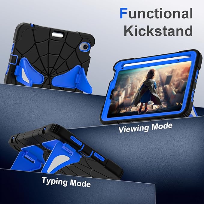 AKABEILA Compatible with Apple iPad mini 6 2021/iPad mini 7 2024 Tablet Case，Lightweight Shockproof Rugged Protective Cover with Kickstand for Kids Children Boys Babies Black Blue