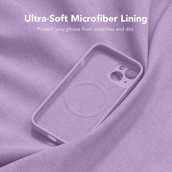 Magnetic for iPhone 14 Case, Compatible with MagSafe, [Full Camera Protection][Screen Protector] Silicone Shockproof Protective Phone Case for iPhone 14 6.1 inch, Light Purple