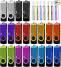 2GB USB Flash Drive 20 Pack, Nicepicten USB 2.0 Thumb Drives Zip Drive USB 2GB Memory Stick Swivel Pendrive Jump Drives Multipack with 20PCS Lanyard for Events Office (Colorful 20Pack 2 GB)