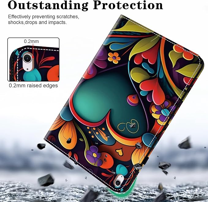 Case for iPad Air 13 inch M4 2026/M3 2025/M2 2024 with Pencil Holder & Card Slots & Auto Sleep, Embossed PU Leather Stand Magnetic Shockproof Cover Case for iPad Air 13 - Watercolor