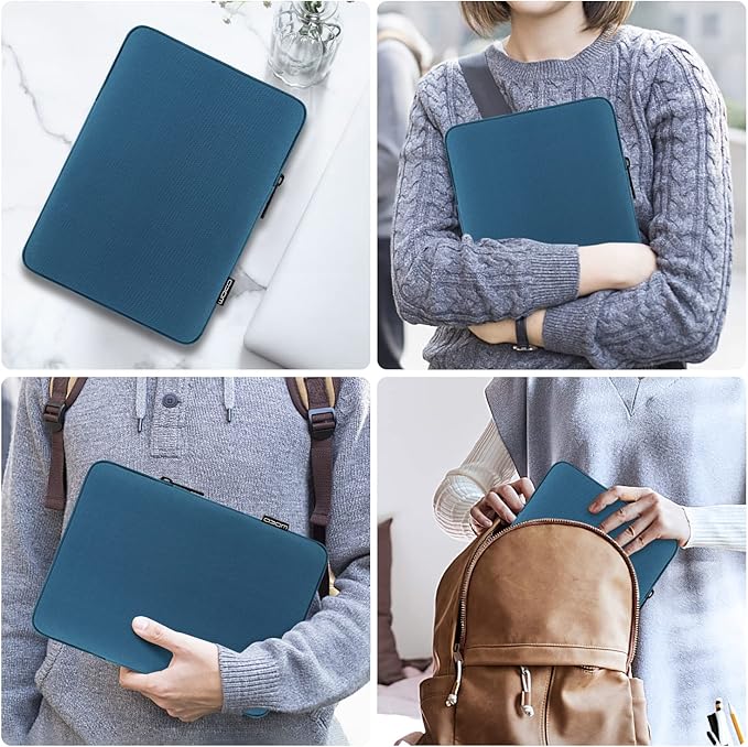 MoKo 7-8 Inch Tablet Sleeve Bag, Polyester Pouch Cover Case Fits iPad mini (A17 Pro) 8.3" 2024, iPad mini 6/5/4/3/2/1, Samsung Galaxy Tab S2 8.0, Tab A 8.0, ZenPad Z8s 7.9,Peacock Blue