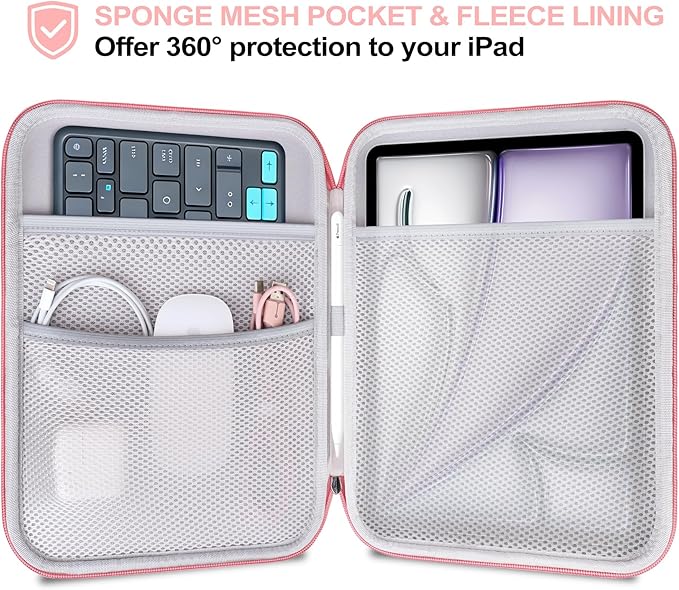 Lacdo Tablet Sleeve Case for 13 inch New iPad Air M4 M3 M2 2026-2024, 13 inch iPad Pro M5 M4 2025-2024, 12.9 inch iPad Pro 6 5 4 3, iPad Sleeve 13 inch Hard Shell Protective Tablet Carrying Case, Pink