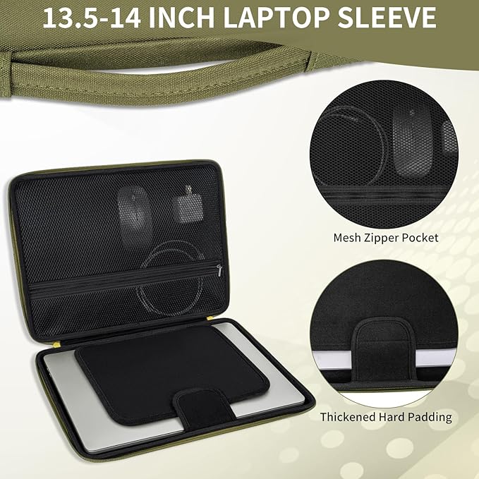 Hard Laptop Sleeve Case for 13.6 Inch MacBook Air M2 A2681 2022-2024 M3/A3113 2024,14inch MacBook Pro 14 M4/M3/M2/M1 Pro/Max A3112 A3401 A3185 A2992 A2918 A2779 2024-2021, Water-Resistant