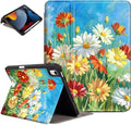 Lokigo New for iPad (A16) 11th Generation Case 11 Inch 2025, iPad 10th Generation Case 10.9 inch 2022 with Pencil Holder, Support Touch ID, Oil Painting Daisy