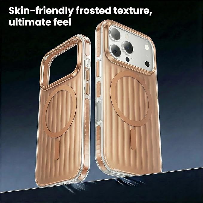 Magnetic Cooling Case for iPhone 17 Pro Max, with Air Vortex Heat Dissipation Technology, Anti-Fingerprint, Fit for MagSafe, Military-Grade Bumper, Included Camera Lens & Screen Protector,Desert Gold