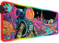 RGB Fantasy Planet Space Gaming Desk Mat, Computer Keyboard Large Extended Astronaut LED Mouse Pad for Office and Home, 31.5×11.8 Inches, XL