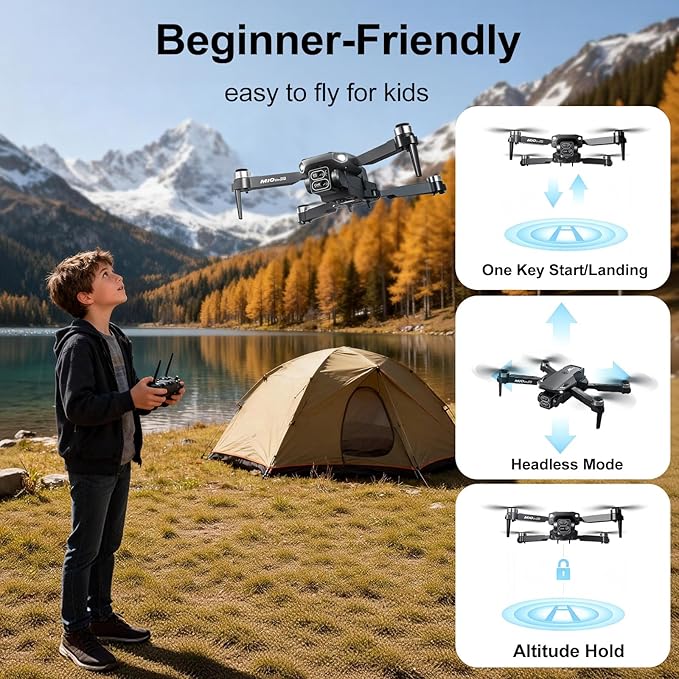 Drones with Camera for Adults,Foldable Drone for Beginners with 3 Batteries 36-Min Flight Time,2K HD FPV Transmission Drone,Mini RC Quadcopter with Gesture Selfie,One Key Start,Altitude Hold,3D Flips,3 Speed Modes Easier to use,Black