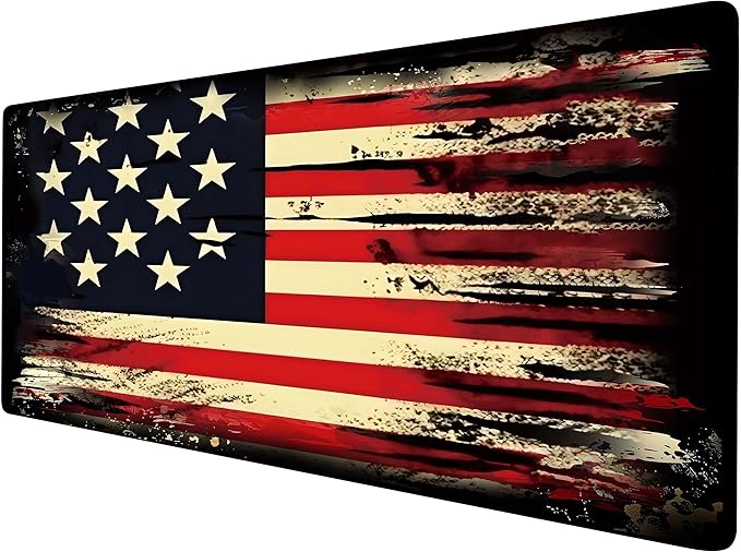 Retro Flag Mouse Pad XL with Stitched Edges 31.5 x 11.8, Extended Desk Pad Desk Mat for Desktop Decor and Accessories Workplace Home XXL Mouse Pad for Gaming Office Big Mousepad