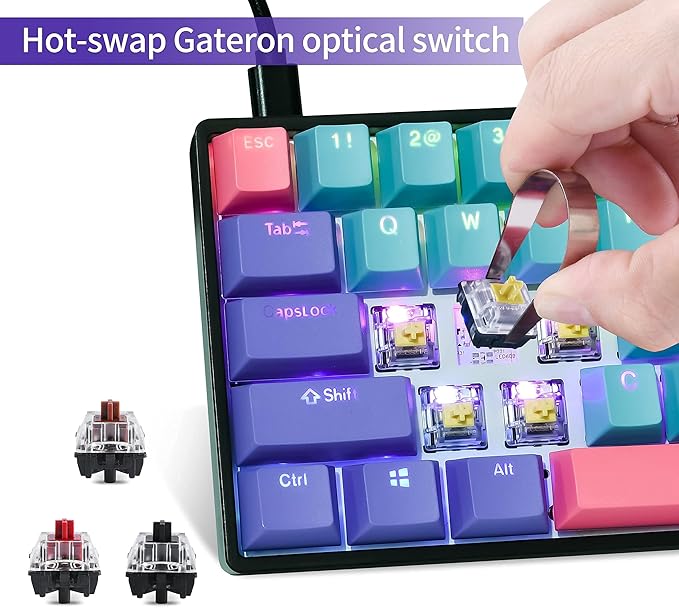 GTSP Gk61 60% Mechanical Keyboard Gaming Custom SK61 Hot Swappable 60 Percent with PBT Keycaps RGB Backlit NKRO Type-C Cable for PS4 (Gateron Optical Yellow, Joker)