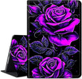 for Amazon Kindle Fire HD 8 (8th/7th/6th Generation, 2018/2017/2016 Release) 8" Tablet Case, Slim Kickstand Stand Leather Smart Cover with Auto Wake/Sleep, Purple Rose 01