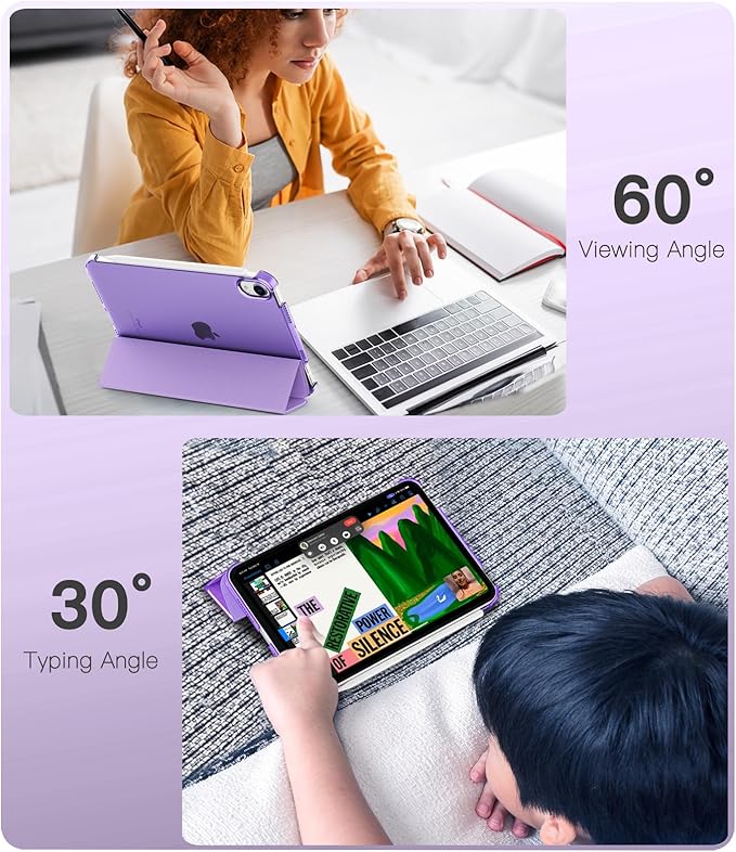TiMOVO Case for iPad mini 7 A17 Pro 8.3-inch 2024, iPad mini 6th Generation Case, Slim Translucent Hard Back Folio Cover Support Touch ID & Apple Pencil Charging, Auto Wake/Sleep, Lilac