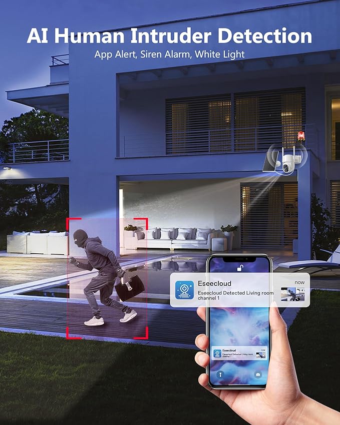 Gianteye 5G Solar Security Cameras Wireless Outdoor, 2K Cameras for Home Security Outdoor, Security Cameras Wireless Outdoor with Color Night Vision, 2-Way Talk, PTZ Human Detection, 2 Packs