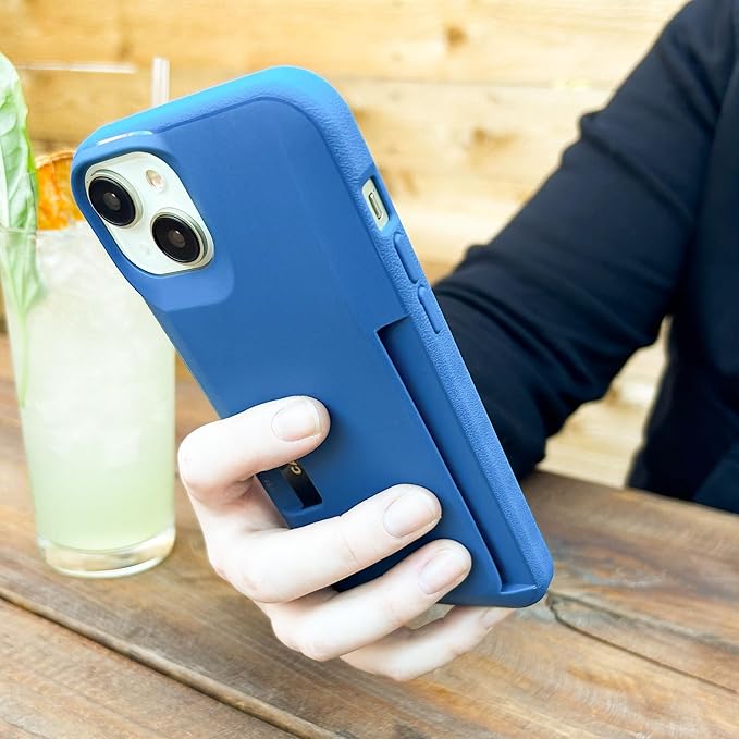Smartish® iPhone 15 Plus Wallet Case - Wallet Slayer Vol. 1 [Slim + Protective] Credit Card Holder - Drop Tested Hidden Credit Card Slot Cover for Apple iPhone 15 Plus - Blues on The Green