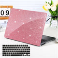 Funut Glitter Case for MacBook Air 13 Inch 2022 2021 2018 Release M1 A2337 A2179 A1932, MacBook Air 2020 Case, Women Girls Shiny Sparkle Bling PU Leather Hard Shell Cover & Keyboard Cover, Pink