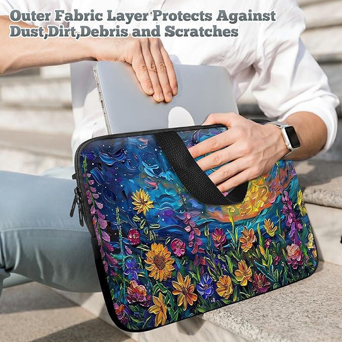 Laptop Sleeve Case Bag 15 inch, Watercolor Garden Flowers Slim Carrying Case Handbag Travel Laptop Bag for 15 inch MacBook Air M3/M2/15 Pro/Surface Laptop 7/6/5/4/3/ Dell XPS 15 Plus