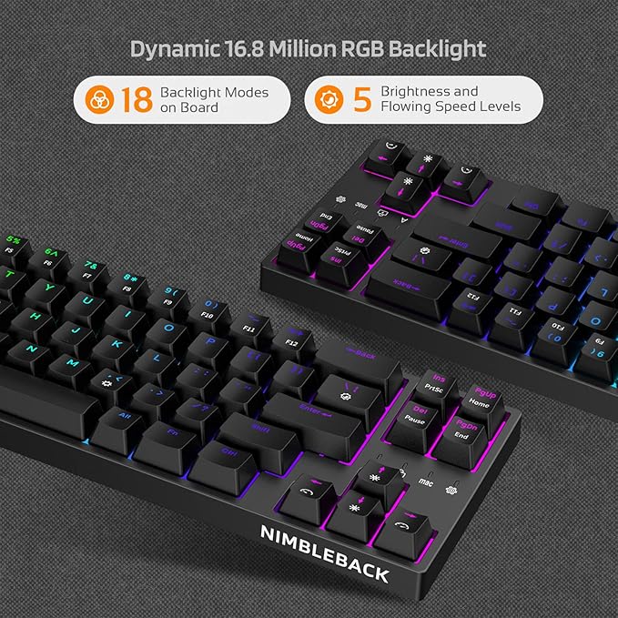 LTC NB681 Nimbleback Wired 65% Mechanical Keyboard, RGB Backlit Ultra-Compact 68 Keys Gaming Keyboard with Hot-Swappable Switch and Stand-Alone Arrow/Control Keys (Hot Swappable Blue Switch, Black)