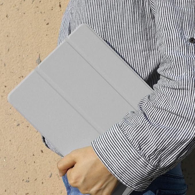 Aoub Case for iPad 9.7 inch 6th/5th Generation Case 2018/2017 with Pencil Holder, Thin Lightweight Smart Stand Cover, Auto Wake/Sleep, Model A1822/A1823/A1893/A1954, Gray White