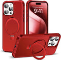 SKYLMW Compatible with iPhone 15 Pro Max Case with Invisible Magnetic O-Ring Stand Military-Grade Case for iPhone 15 ProMax 6.7" [Compatible with Mag-Safe][Great Grip Feeling], Red